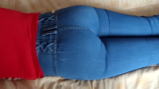 Stepson caresses my giant rear-end, turns me on, and I masturbates in front of him