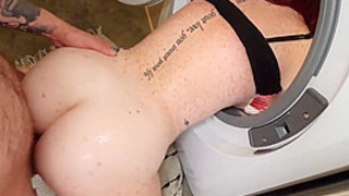 My Milf Stepmom Gets Stuck In The Washer Again So I Give Her Tight Pussy A Creampie - Steve Rickz