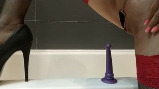 Sexy Wife Plays Anal in Bath, Anal Plug