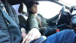 Some Cock Play while Driving from Sexy Wife