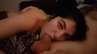Sexy Wife Takes Cock down her Throat to Warm up