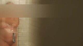 spy shot BBW wife in Air BnB shower