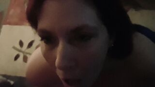 Homemade blowjob and facial cumshot on a sexy married milf