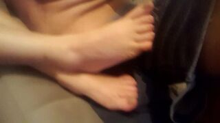 Gf gives me clothed footjob, hem little feets on my cock