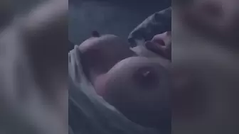 Playing with my Wifes Perfect Tits while Watching Movie