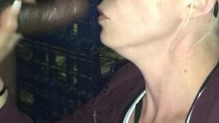 Blonde wifey licks small ebony prick