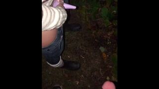 Wifey & I take a Piss together outside near our Campsite. she uses her GoGirl / Shewee Device to Pee