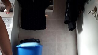 Wifey dressing in bathroom