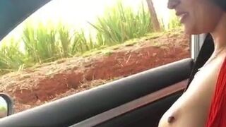 Showing tits to strangers