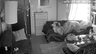 Greek lovers morning sex on couch - CCTV