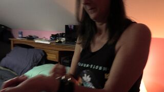 showing off my bed with eye bolts to tie me on