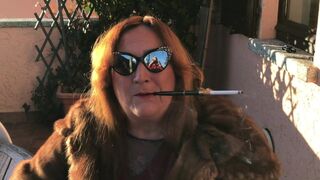 Augusta- A bizarre lady dom wifey smoker with fur and holder