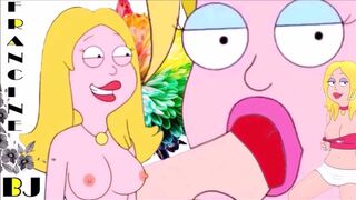BLONDE BJ HENTAI Huge Boobs Wifey Sucks Hubby Rod - Hentai Fellatio, Francine Smith Blowjobs